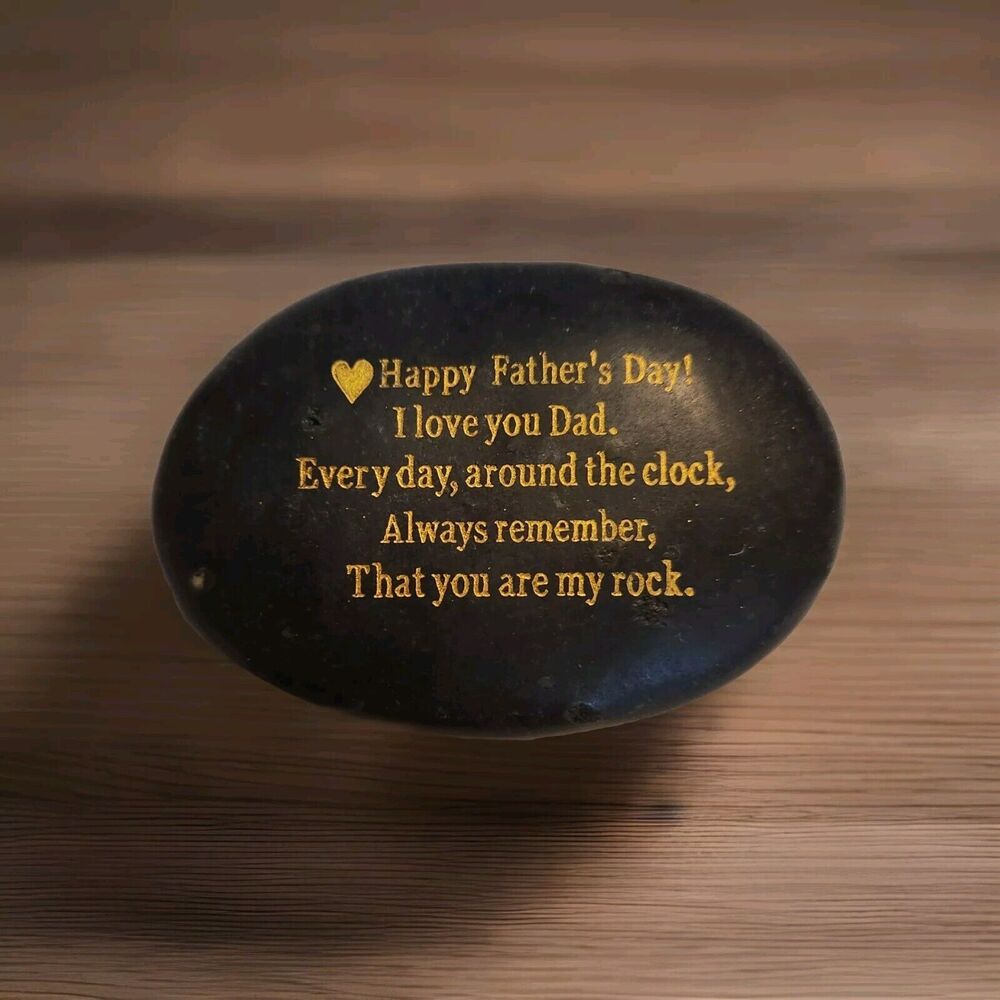 Father's Day Gifts I Love You Dad Heart Engraved Rock Stone Sentimental